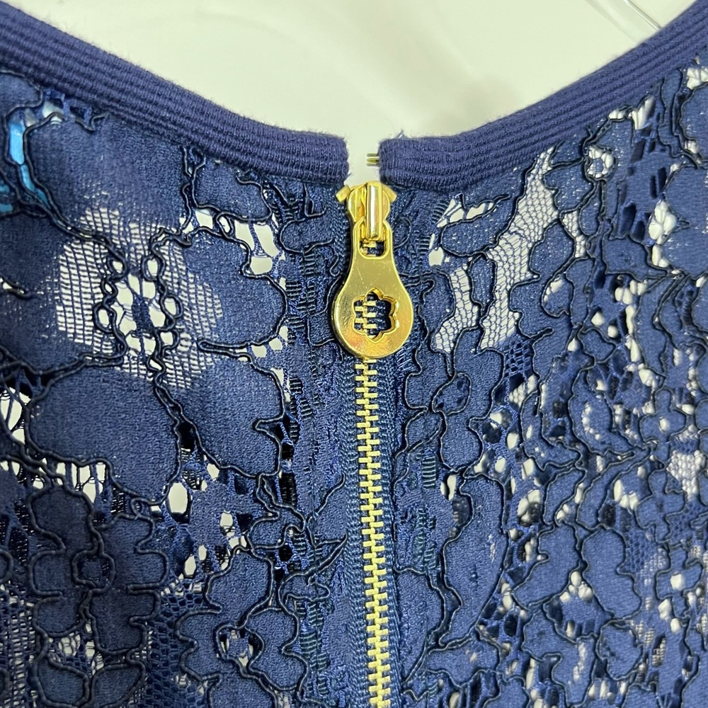 Draper James Navy Blue Lace Flutter Sleeve Dress - image 7